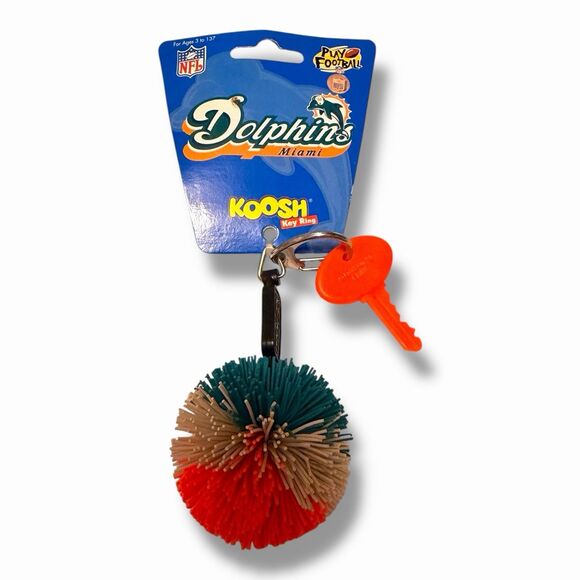 Vintage 90’s Miami Dolphins Koosh Ball Key Ring NEW Key Chain 1996 - Picture 2 of 7